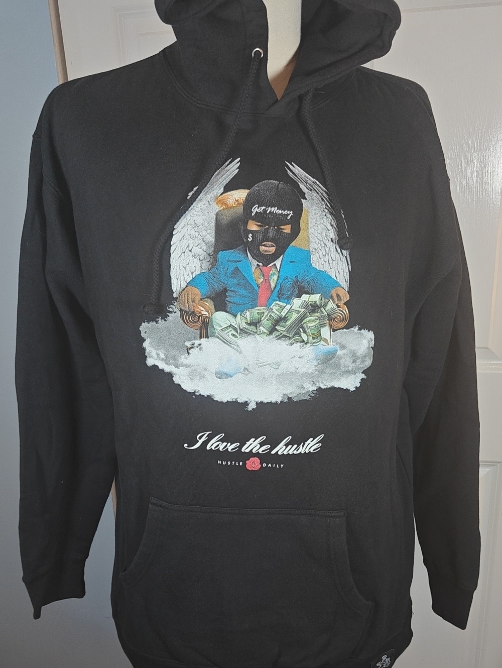 Hasta Muerte Men Black Hustle Daily Graphic Pullover Hoodie XXL